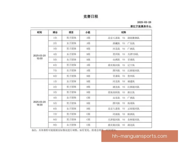 乒乓球赛程安排及赛事详情介绍